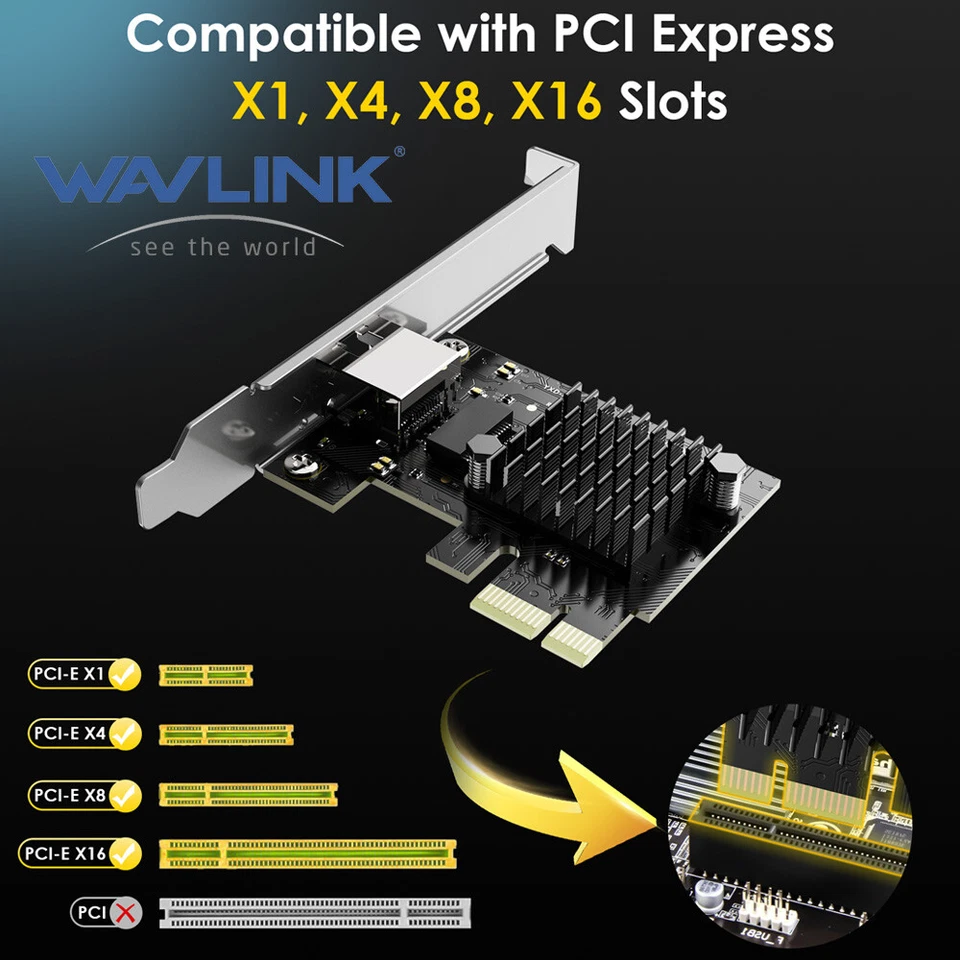 NUEVO 10000/5000/2500Mbps Base-T Tarjeta de Red PCIe Adaptador Ethernet PCI Express Foto 2 de 4
