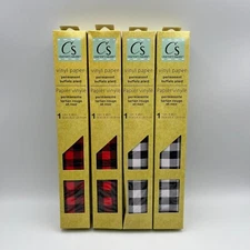 Crafter's Square Permanent Vinyl Paper - 2 Black & White / 2 Red Plaid LOT OF 4