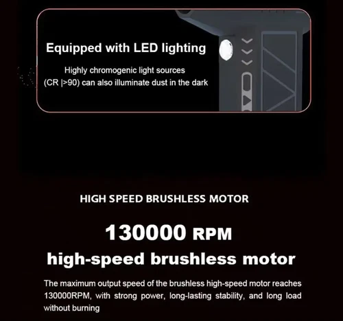 Druckluft Staubwedel Mini Gebläse mit LED-Licht, 130.000 U/min, 3 Geschwindigkeiten Neu - Bild 7 von 12