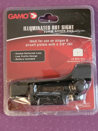 Gamo ILLUMINATED DOT SIGHT 32mm Green Dot 10 MOA Dot Reticle Airsoft or Airgun - Picture 1 of 8