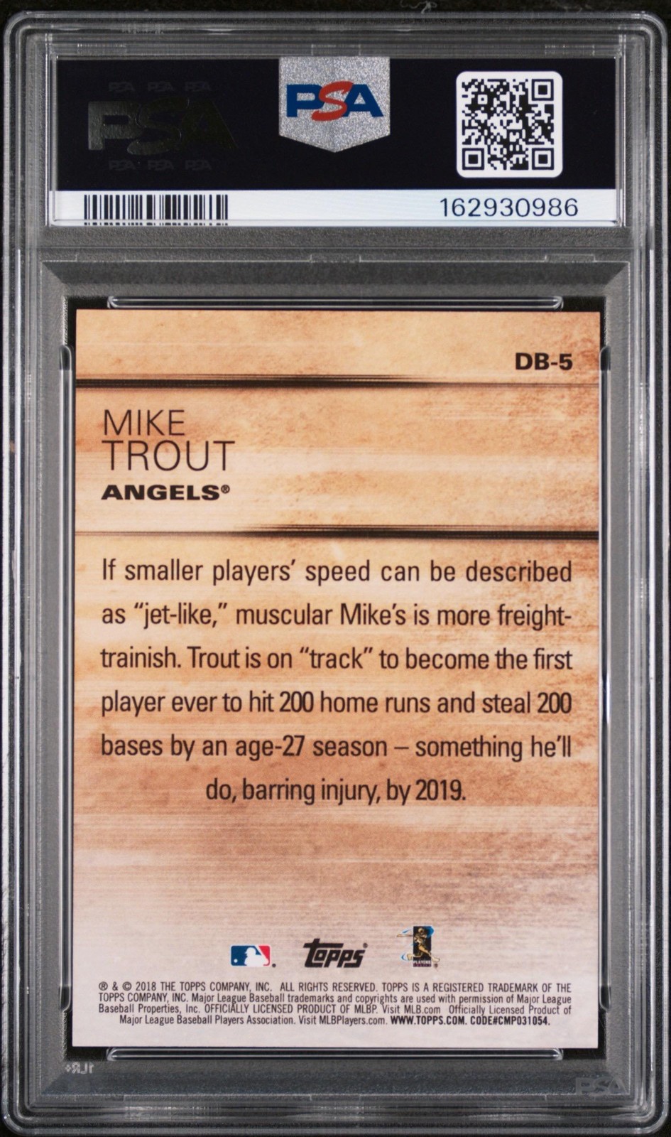 Mike Trout 2018 Topps Update Don't Blink Gold /50 #DB-5 PSA 10 LA Angels view 2