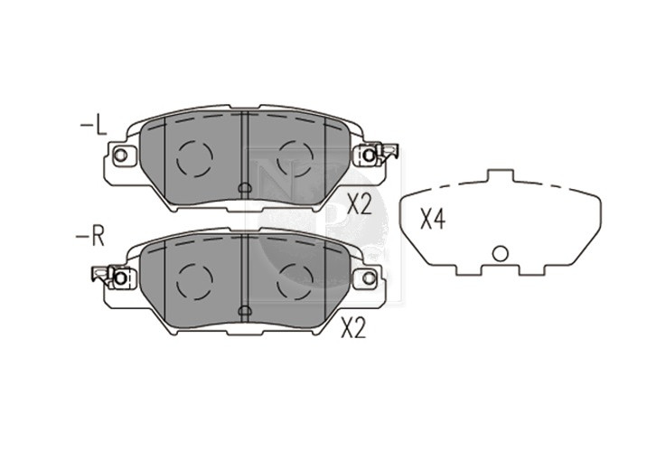 Plaquettes de frein arrière NPS M361A23 pour disques de frein de compactes Mazda