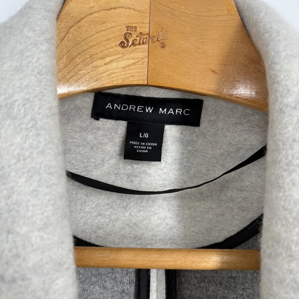 Chaleco Andrew Marc Mujer Grande Blanco Negro Ombre Mezcla Lana Largo Sin Mangas Abierto Foto 2 de 4