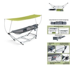 Lucania Portable Hammock with Stand and Canopy, Foldable Freestanding Heavy Duty