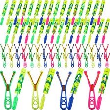 72 Pcs Rocket Slingshot Flying Toys with Lights and Whistle Includes 36 Pcs A...