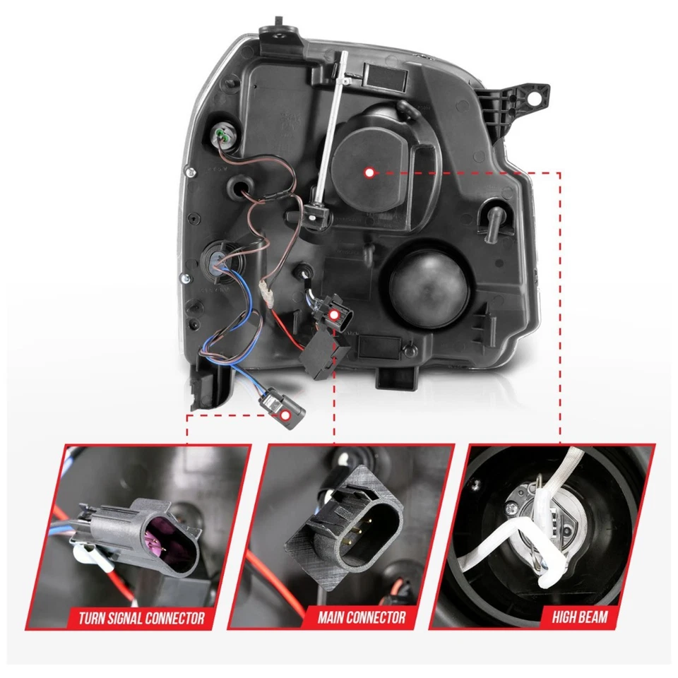 Anzo 111148 Headlight For GMC Yukon 2007-2014 Left & Right Halogen Black Housing - Imagem 4 de 4