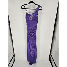 Vintage Y2K City Triangles Juniors Sz 7 Maxi length Formal Dress Purple Satin