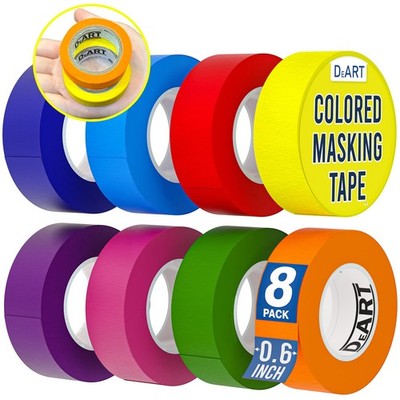 8X Colored Masking Tape, 264 Ft x 0.6 inch Color Painters Tape for Arts & Cra...