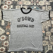 VTG 70s Men Medium Russell Athletic Ringer T Shirt O  Dowd Basketball Camp