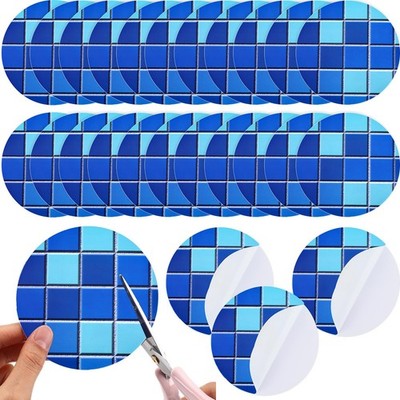 Outus 24 Pcs Vinyl Pool Patch Repair Kit Self Adhesive Liner Blue Square