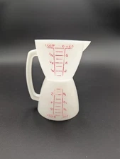 Vintage Tupperware  Wet / Dry Double Measuring Cup 8 oz 1 Cup 2 Sided Hourglass
