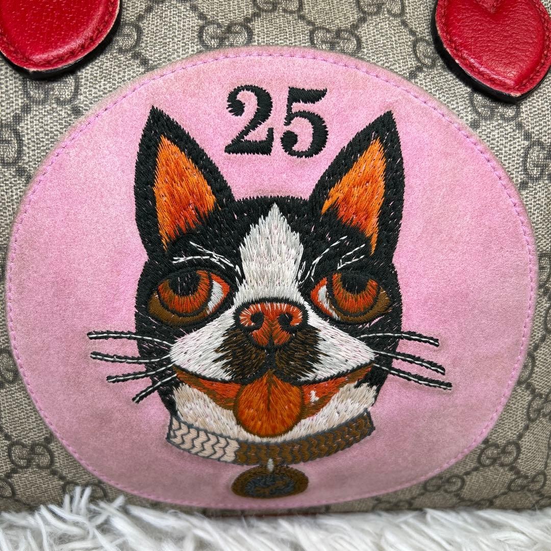 GUCCI Bosco Patch Tote Bag GG Supreme Leather Red Brown Authentic thumbnail 3