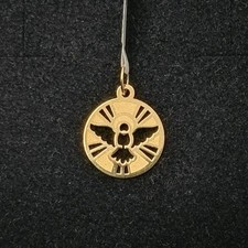 Pendentif Or 18K 750 Mls. Médaille Colombe Esprit Saint 12 MM.