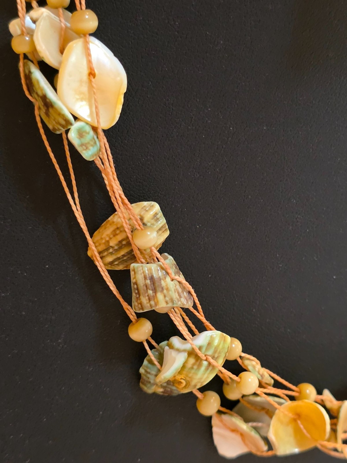 Handcrafted Multi-Strand Shell Bead Necklace 18" - image 7