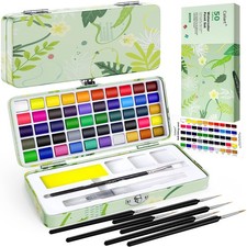 Paint Set, 50 Colors Portable Travel Water Color Palette Kit with Detail Pain...