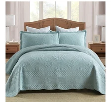 MarCielo oversized queen luxury quilt set Aruba Blue Cp. @ $120