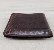 Vintage RUMPP Alligator Leather Wallet Brown Bi-Fold Mid Century Photo Inserts