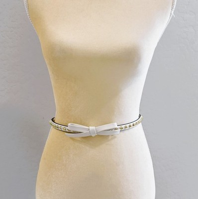 Prada Leather Belt White Gold Studs and Leather Bow Size: XS 70/28 Prada Leather Belt White Gold Studs and Leather Bow Size: XS  main image 4