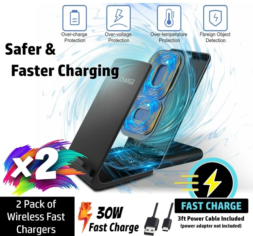 Paquete de 2 bases de carga rápida inalámbricas para Apple iPhone Samsung Galaxy Foto 4 de 4