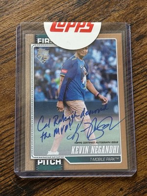 2026 Topps First Pitch KEVIN NEGANDHI Gold Auto /50 Cal Raleigh MVP Inscription