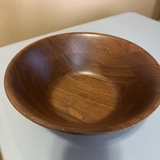 Vintage Solid Burl Walnut 9" Turned Wood Bowl Made in Billings Missouri NICE