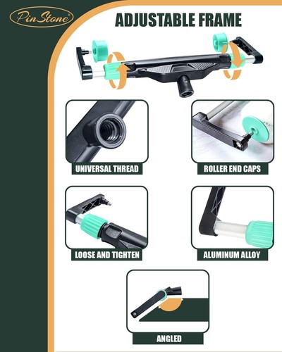 Kit de rodillos de pintura grandes de 10 piezas, marco de rodillo ajustable de 12"-18", acero extendido de 1-5 pies - Imagen 5 de 6