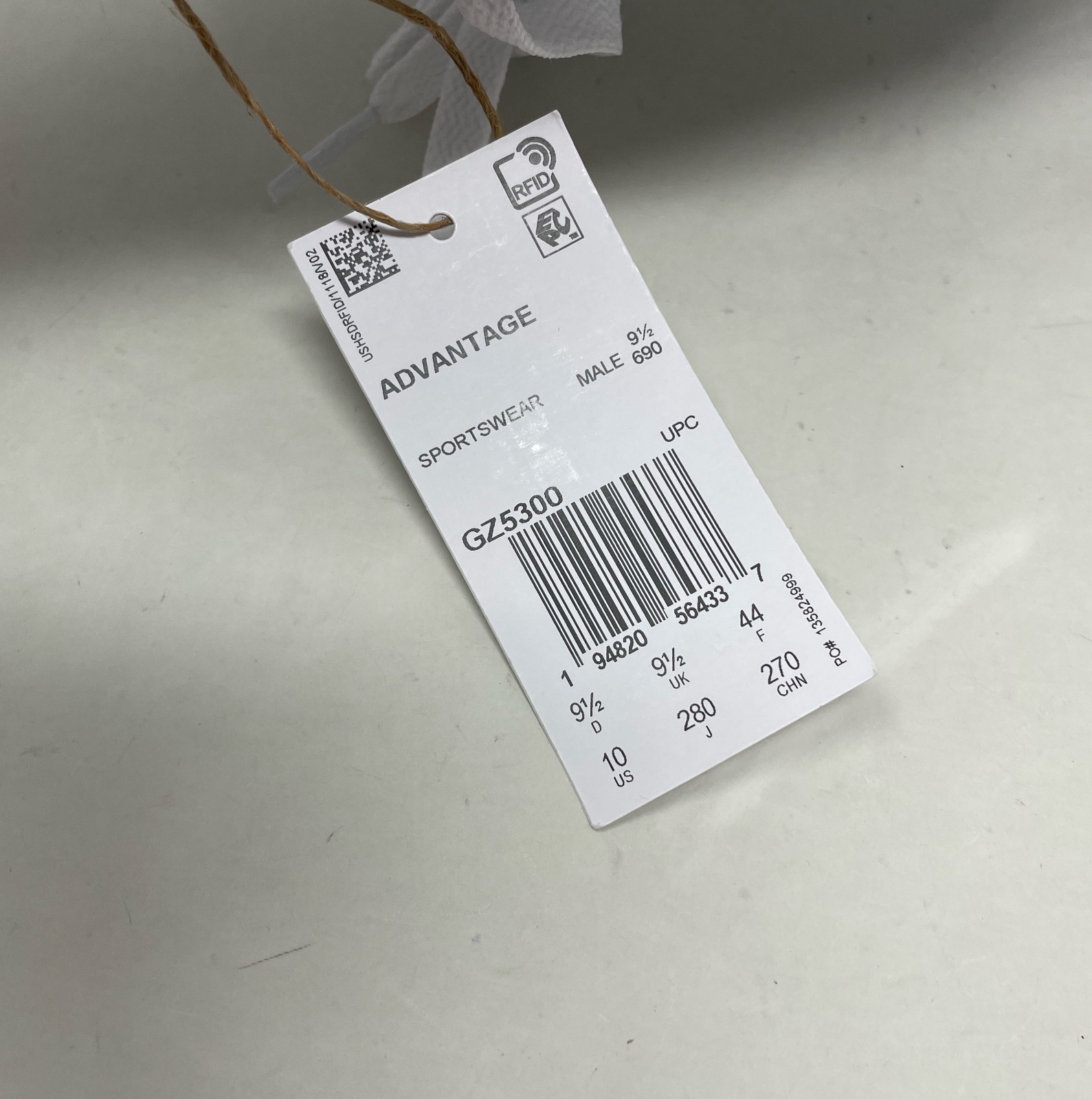 adidas Advantage Cloud White/Green Men’s 10 GZ5300 Classic Court Sneaker