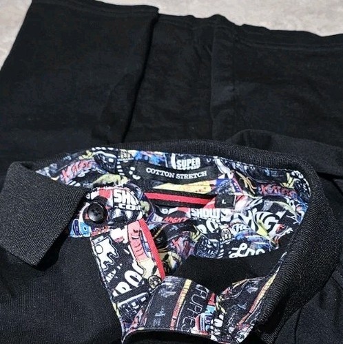 New! KROO-Black Cttn/Spdx, Mens SS/3 Bttn, Summer Polo Shirt-(L) - Bild 2 von 5