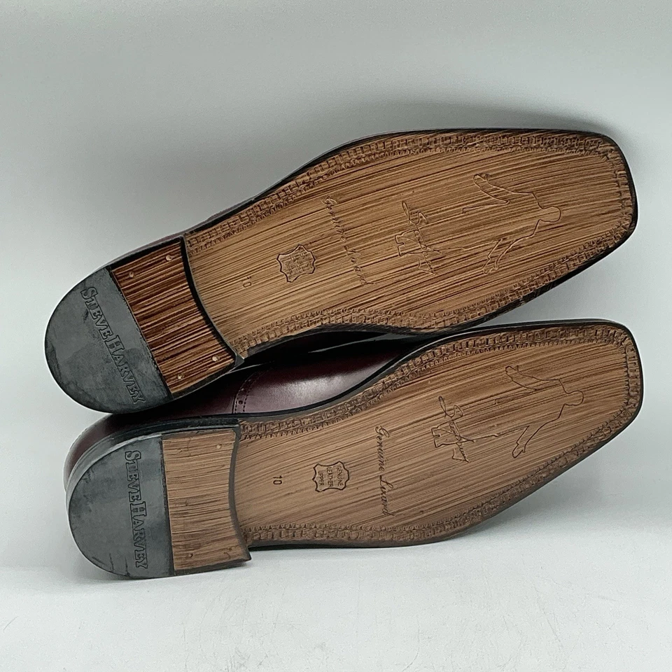 NUEVO Steve Harvey Hombres Genuino Lagarto Zapatos Marrón Sin Cordones Talla 10 Foto 4 de 4
