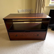Dark Wood TV Stand Brown Freestanding 1 Drawer 1 Shelf Open Storage
