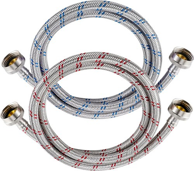 #ad 4 Ft Washing Machine Hoses 2 Packs Premium Stainless Steel Washer Hoses Burst $16.50