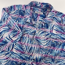 Tommy Bahama Button Up Shirt XL Extra Large Palm Leaf Blue Purple