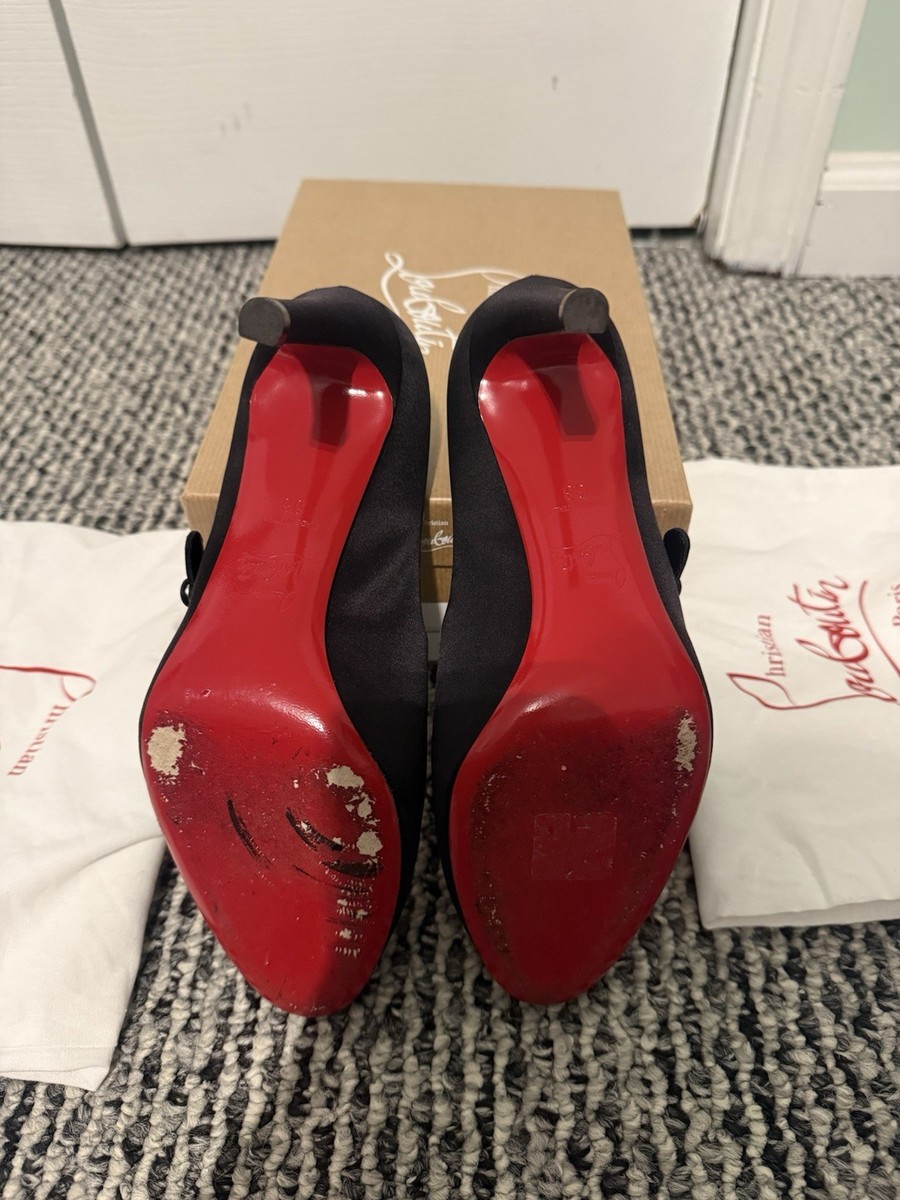 Christian Louboutin Pumpie Wallies 85 Mm Heels, Satin Crepe Black