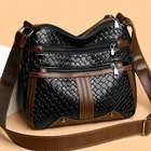 Woven Pattern Women's Shoulder Bag - Multi-Compartment Crossbody with Adjustable