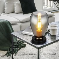 Tischlampe Tischleuchte Wohnzimmerlampe 1 Flammig Glas Rauch Schwarz H 23,5 Cm