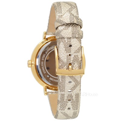 Michael Kors Womens Addyson Casual Watch, Gold Dial, MK Logo Print 