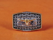 5PCS 45 30mm Western Cowboy Gold Silver Flower Rope Side Longhorn Bull CONCHOS