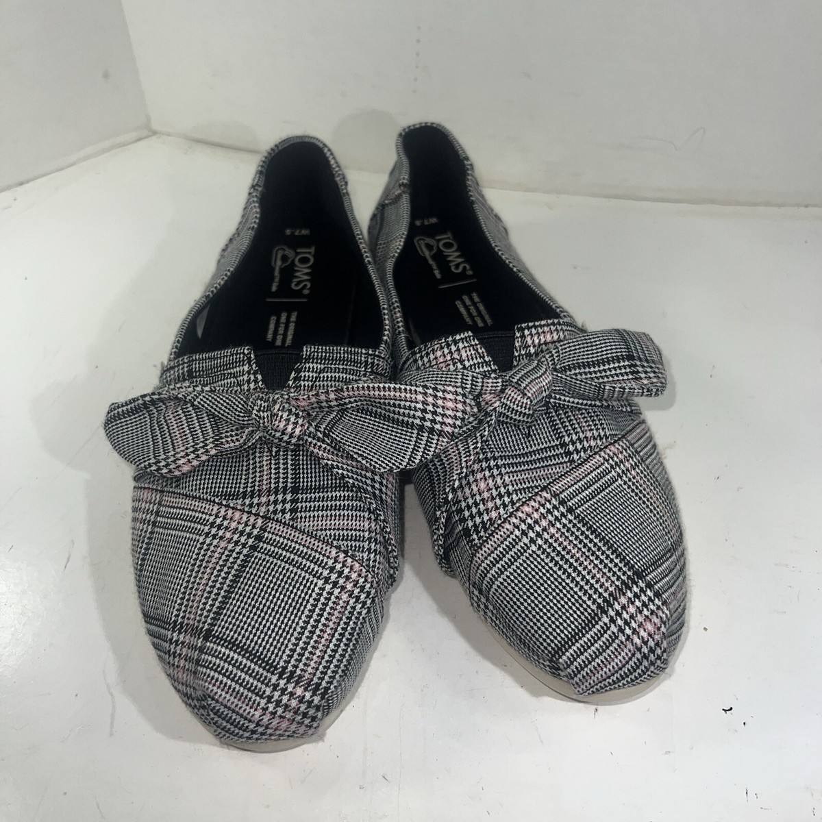 Toms Alpargata Classic Plaid Bow Tie Slip On Shoes Sz 7.5  display picture 2