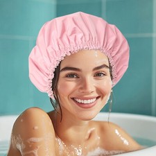 Double-Layer Reusable Waterproof Shower Cap - TPU Hair Protector for Women  Men