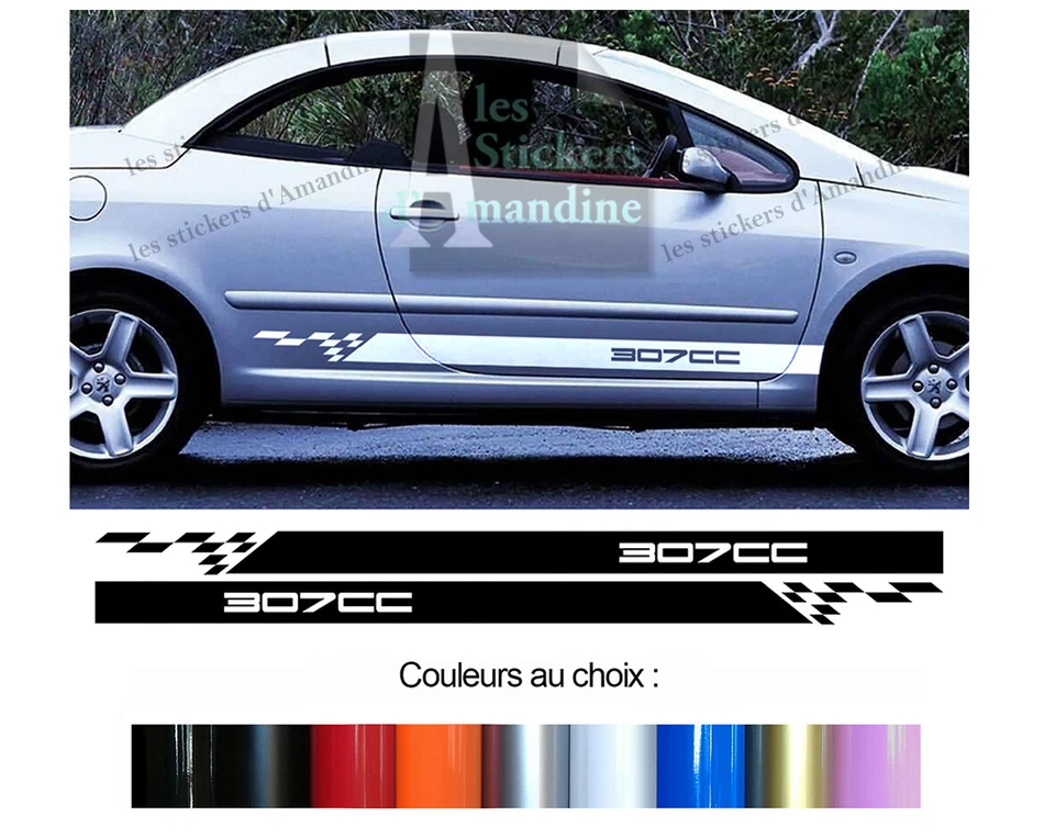 2 X BANDES LATERALES POUR PEUGEOT 307CC 307 CC AUTOCOLLANT STICKER BD579-34