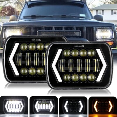 Pair 5x7'' 7x6 LED Headlights High/Low Beam For Dodge D100 D150 D250 D350 1981-93
