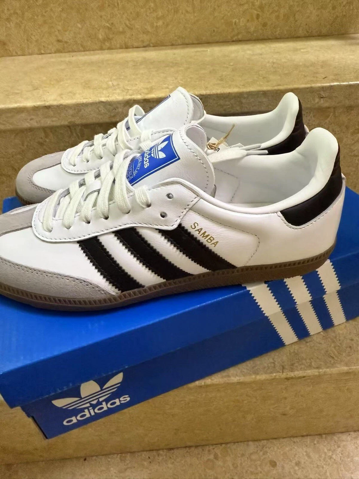 Scarpe da ginnastica Adidas Originals Samba OG bianche nere nuove senza scatola unisex