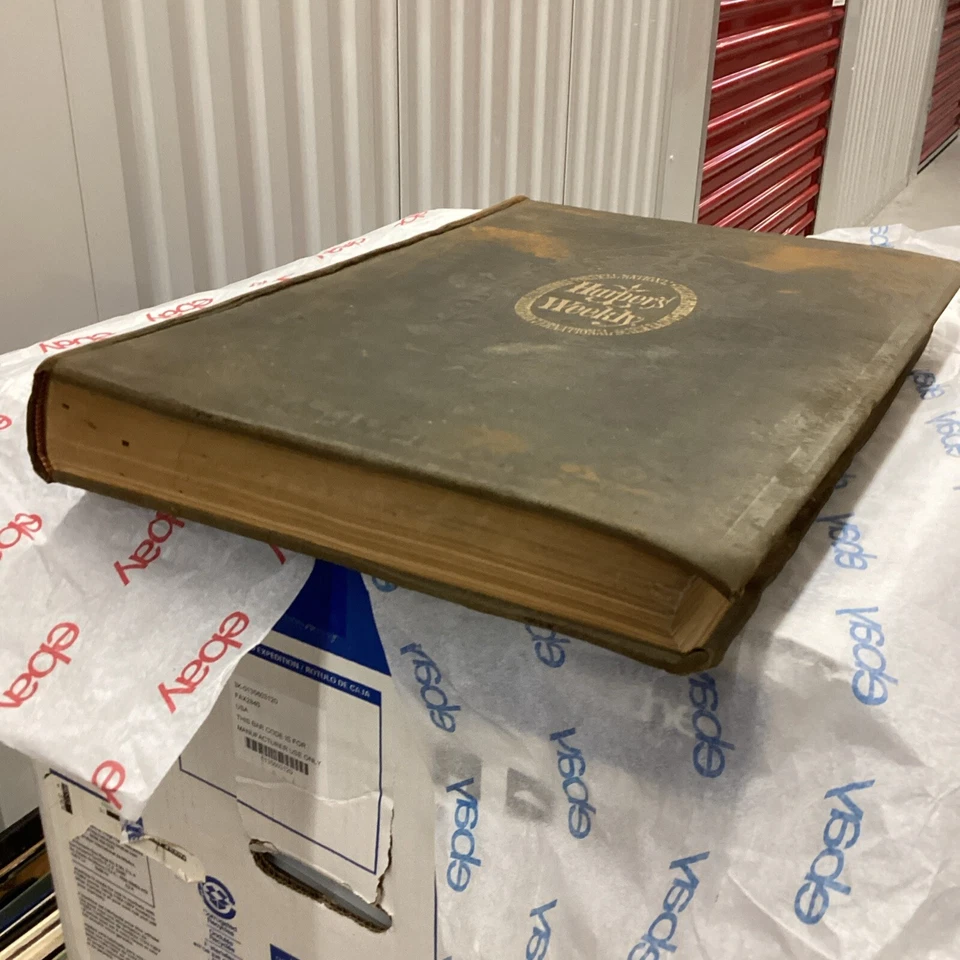 HARPER'S WEEKLY VOL.28  1884 LEATHER BOUND BOOK.  896 Pgs Entire Year. Free Ship - Image 2 of 4