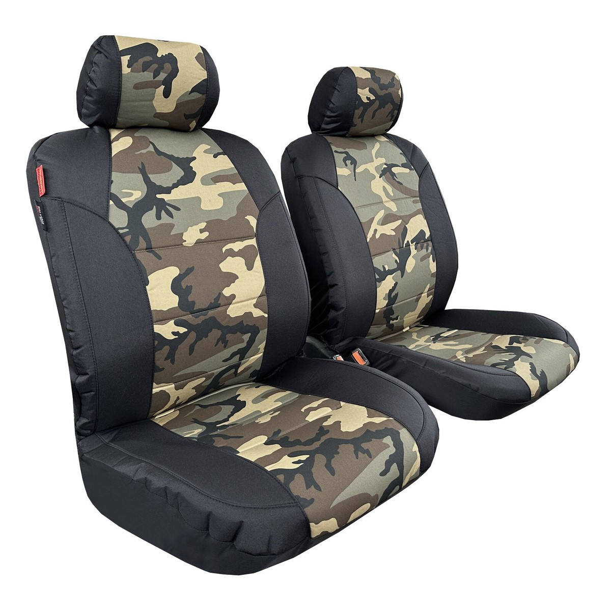 Front Waterproof Canvas Seat Covers – Tactical Green Camo For Ford F-150 (4-Piece Set)