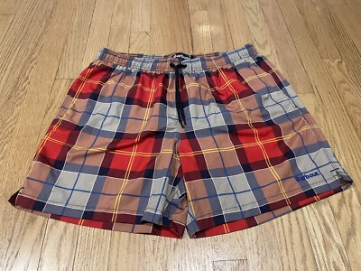 Barbour Tartan Swim Shorts Swimsuit Tartan Plaid Mens XL Red