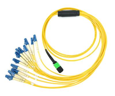 Singlemode MPO Male APC-12 x LC-UPC Simplex Breakout Cable, 10M