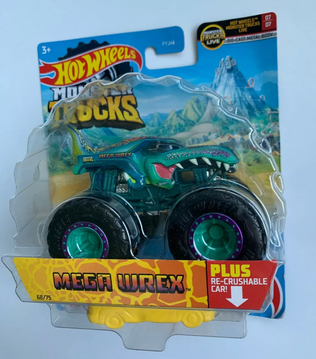 Hot Wheels Monster Trucks Mega Wrex, 1:64 Scale with Re-Crushable 68/75