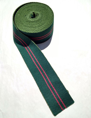 Dunkelgrün & Rot 64mm Stabil Gürtel Material Original British Made / Verkauft von 50cm