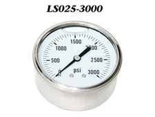  Pressure Gauge 0-3000 PSI, Liquid Filled 2.5” Stainless Steel  1/4"  NPT CBM