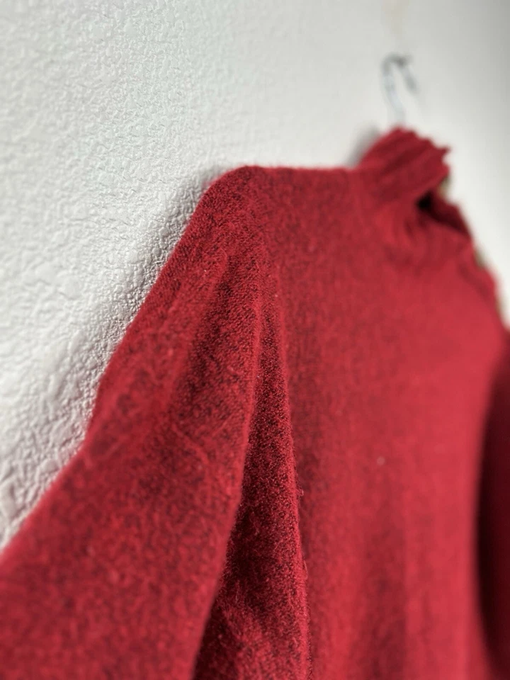 Suéter Westbound Rojo Mezcla de Lana Para Mujer Talla Mediana Cuello Alto Cuello Botón Foto 3 de 4